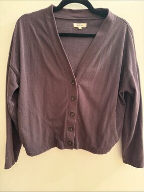 Madewell Chocolate Button-Down V-Neck Cardigan